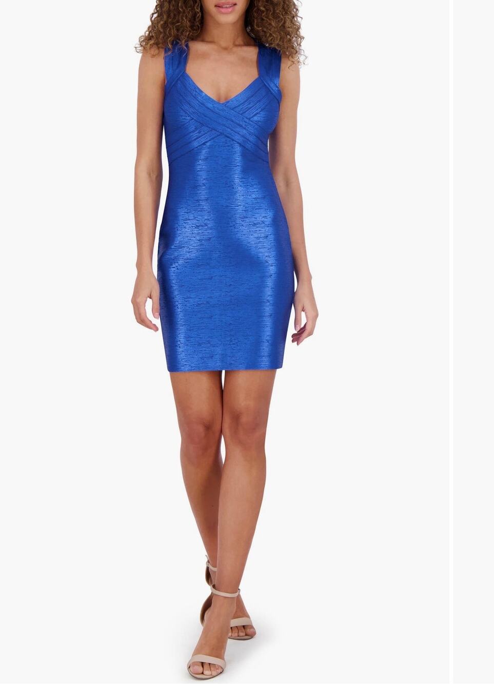 Siena Sapphire Foiled Bandage Dress - Size 6 - New